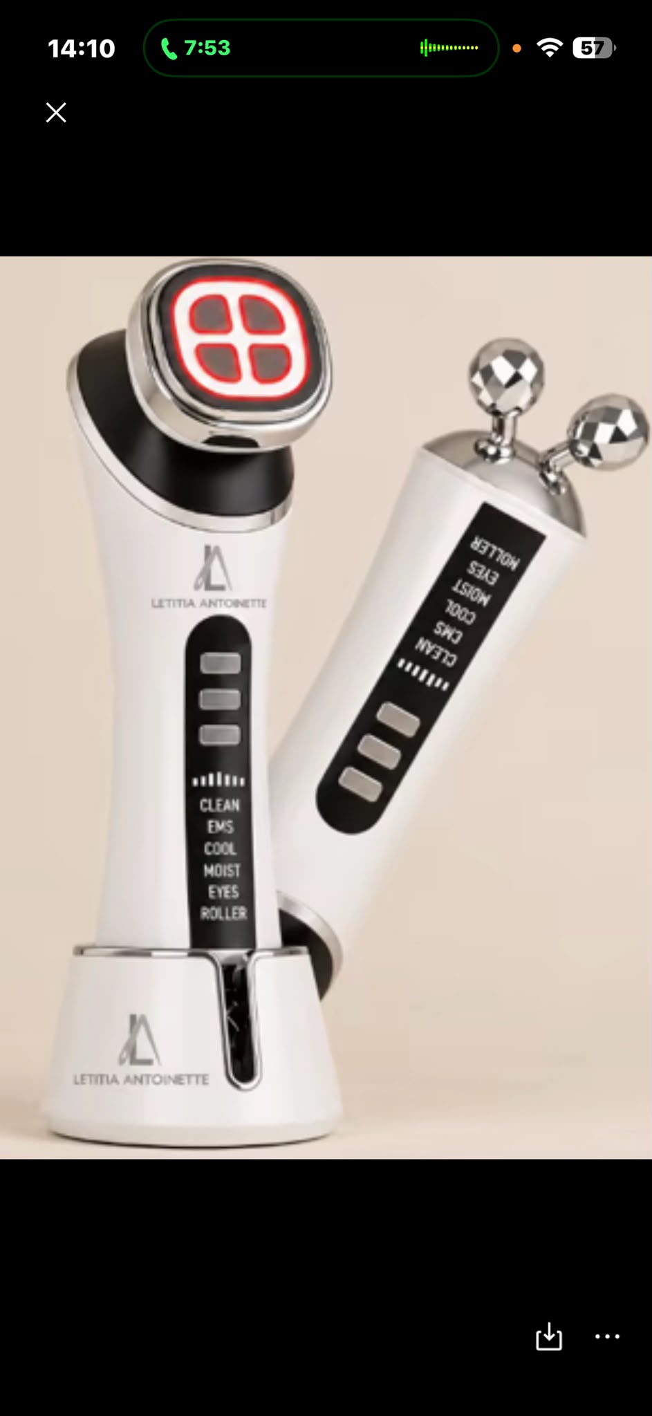 Letitia Antoinette branded facial beauty device with roller attachments